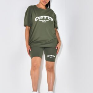 Cuffed Female Vinyl Print 2 Piece Legging and T-shirt Combo